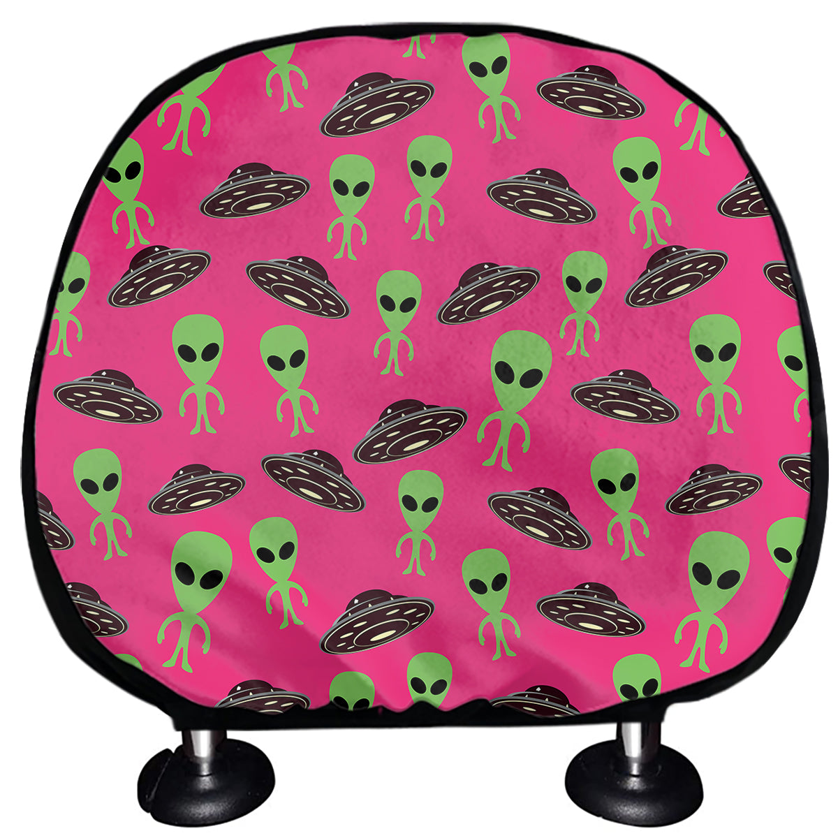 Little Green Alien UFO Print Car Headrest Covers