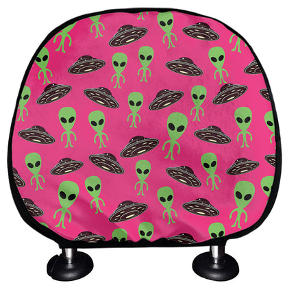 Little Green Alien UFO Print Car Headrest Covers