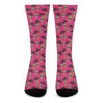 Little Green Alien UFO Print Crew Socks