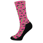 Little Green Alien UFO Print Crew Socks