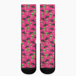 Little Green Alien UFO Print Crew Socks