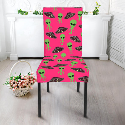 Little Green Alien UFO Print Dining Chair Slipcover