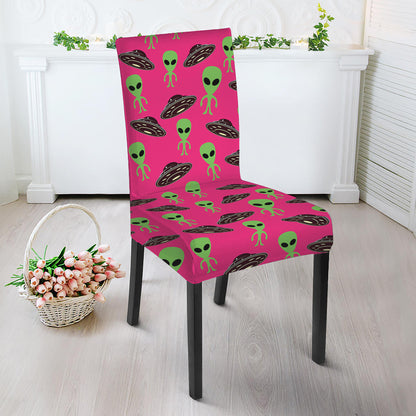 Little Green Alien UFO Print Dining Chair Slipcover