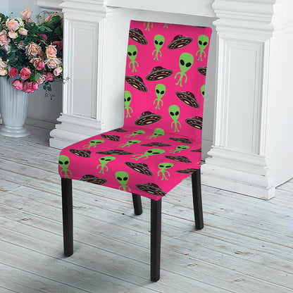 Little Green Alien UFO Print Dining Chair Slipcover
