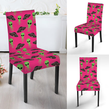 Little Green Alien UFO Print Dining Chair Slipcover