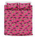Little Green Alien UFO Print Duvet Cover Bedding Set
