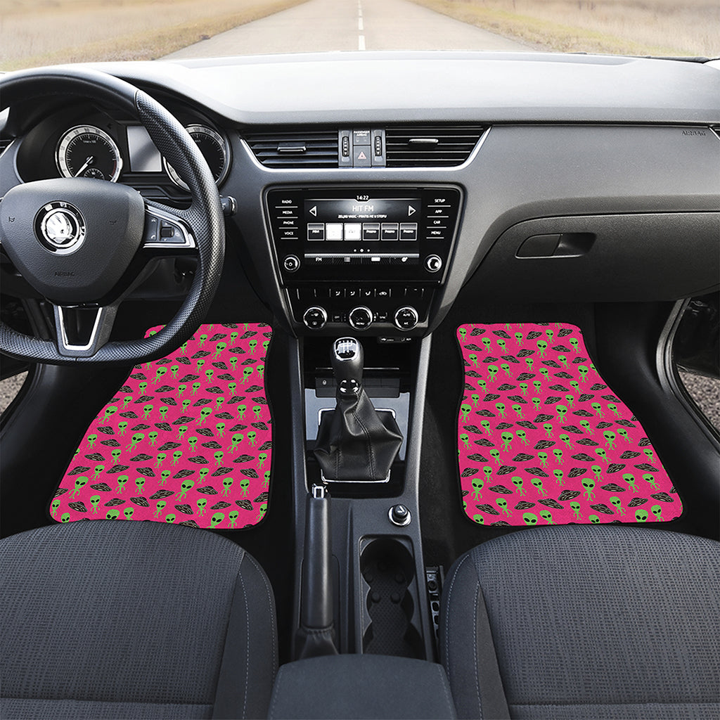 Little Green Alien UFO Print Front Car Floor Mats