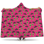 Little Green Alien UFO Print Hooded Blanket