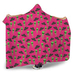Little Green Alien UFO Print Hooded Blanket