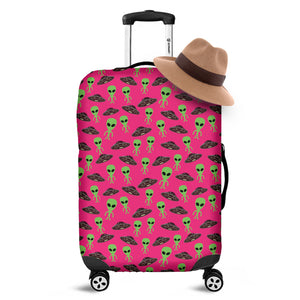 Little Green Alien UFO Print Luggage Cover