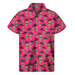 Little Green Alien UFO Print Men's Short Sleeve Shirt