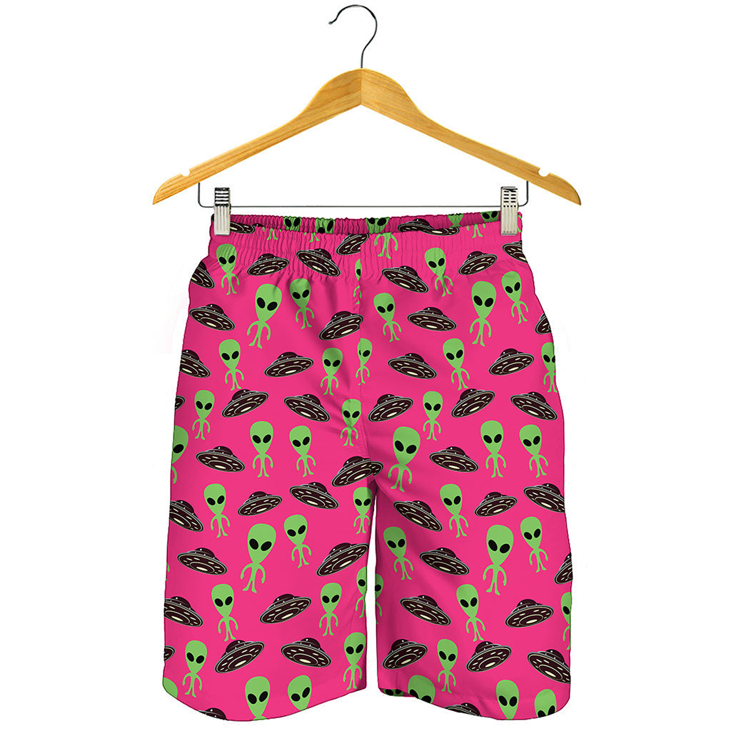 Little Green Alien UFO Print Men's Shorts