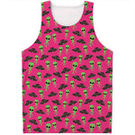 Little Green Alien UFO Print Men's Tank Top