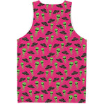 Little Green Alien UFO Print Men's Tank Top