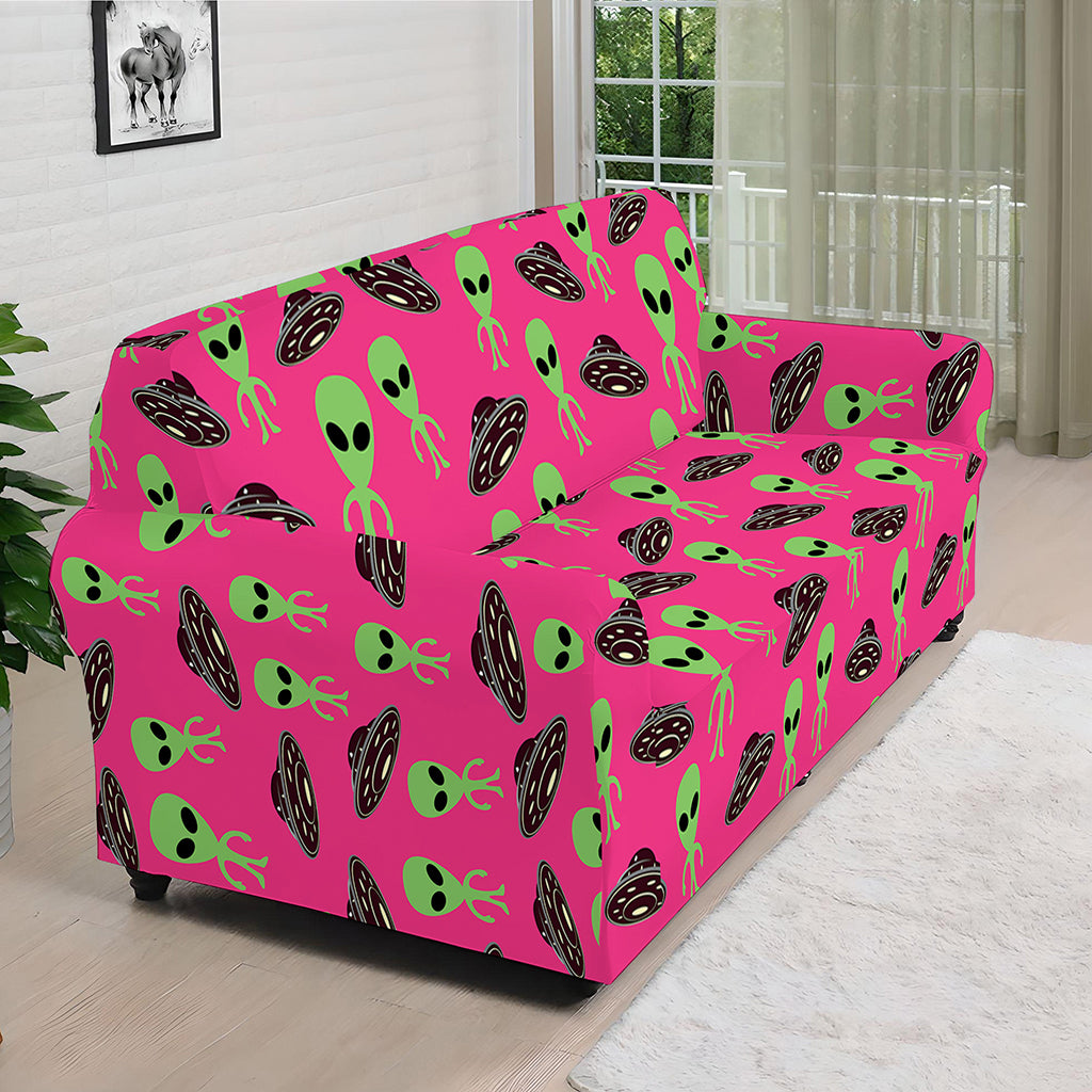 Little Green Alien UFO Print Sofa Cover