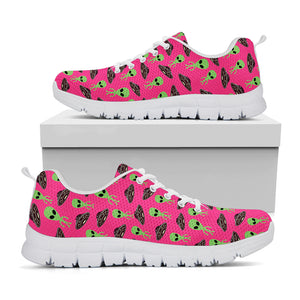 Little Green Alien UFO Print White Sneakers