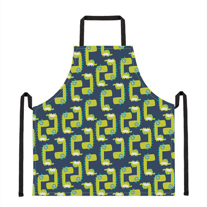 Little Green Dinosaur Pattern Print Apron