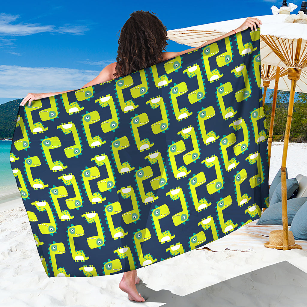 Little Green Dinosaur Pattern Print Beach Sarong Wrap