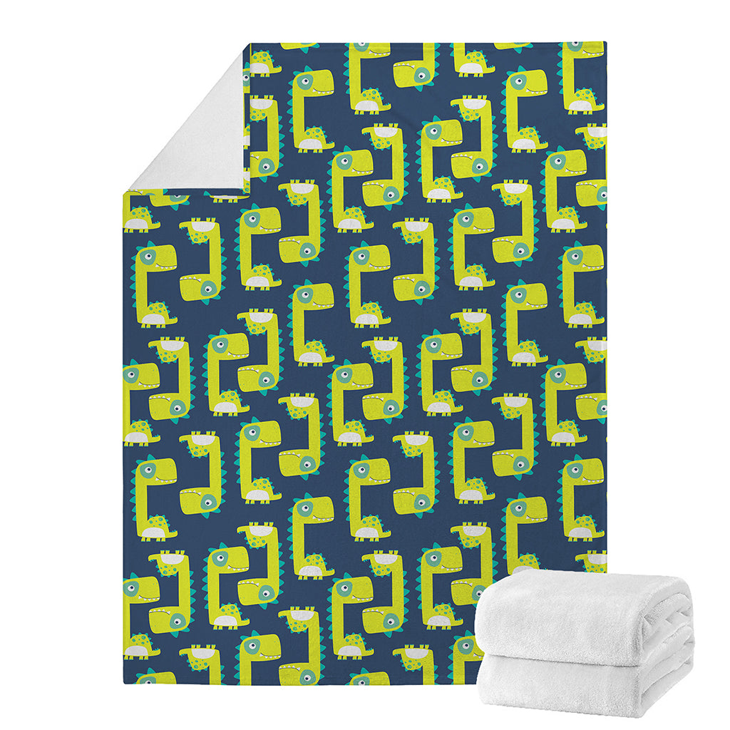 Little Green Dinosaur Pattern Print Blanket