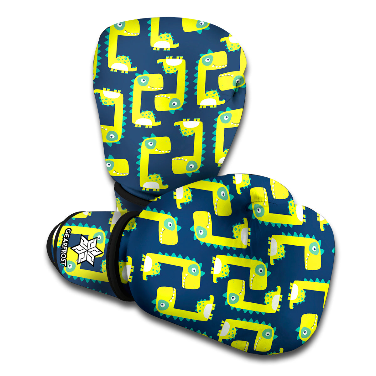 Little Green Dinosaur Pattern Print Boxing Gloves