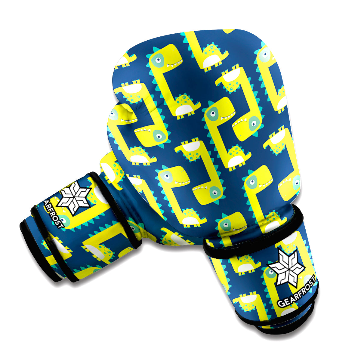 Little Green Dinosaur Pattern Print Boxing Gloves