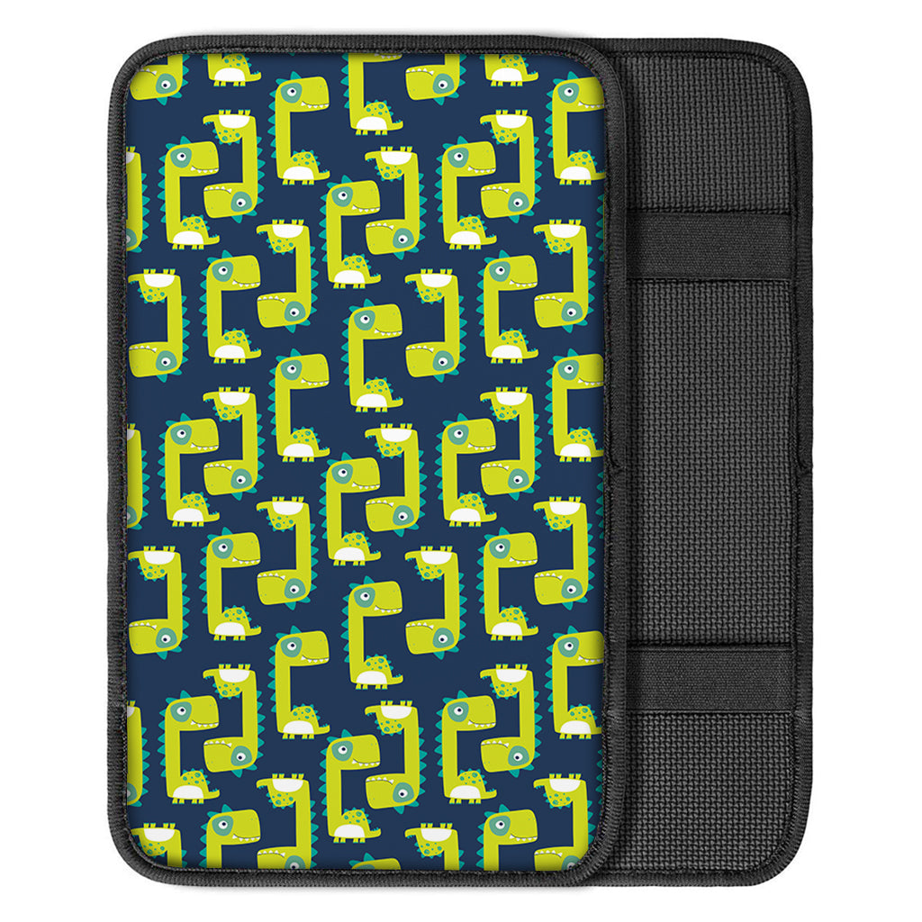 Little Green Dinosaur Pattern Print Car Center Console Cover