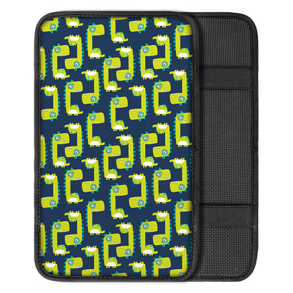 Little Green Dinosaur Pattern Print Car Center Console Cover