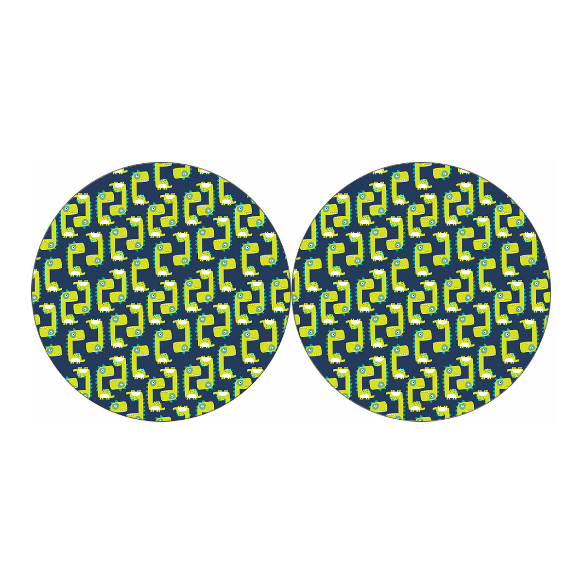 Little Green Dinosaur Pattern Print Car Coasters