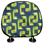 Little Green Dinosaur Pattern Print Car Headrest Covers