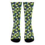 Little Green Dinosaur Pattern Print Crew Socks