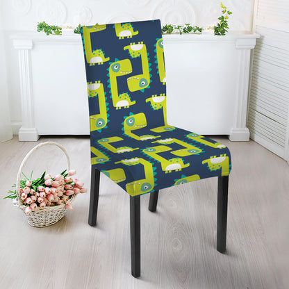 Little Green Dinosaur Pattern Print Dining Chair Slipcover