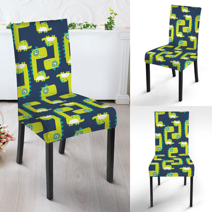 Little Green Dinosaur Pattern Print Dining Chair Slipcover