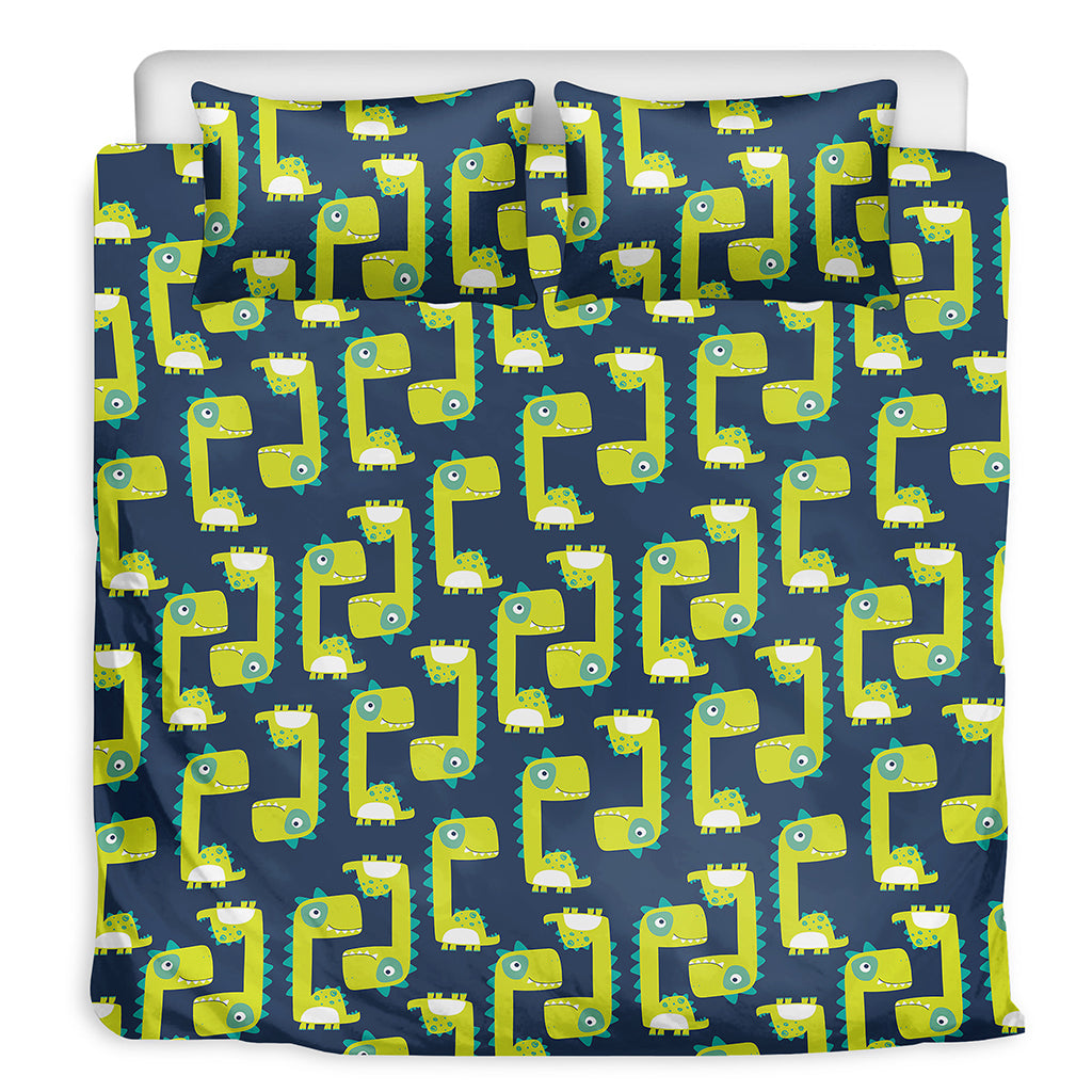 Little Green Dinosaur Pattern Print Duvet Cover Bedding Set
