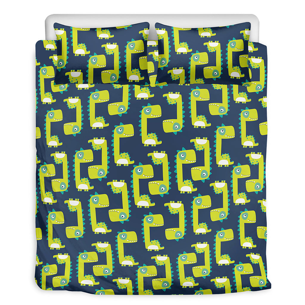 Little Green Dinosaur Pattern Print Duvet Cover Bedding Set
