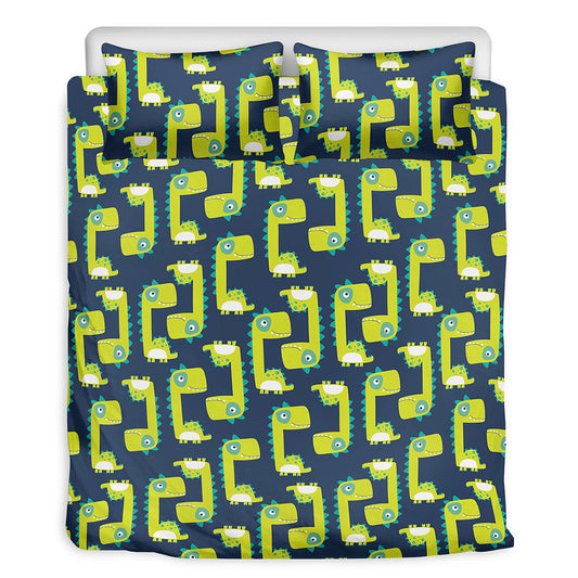 Little Green Dinosaur Pattern Print Duvet Cover Bedding Set