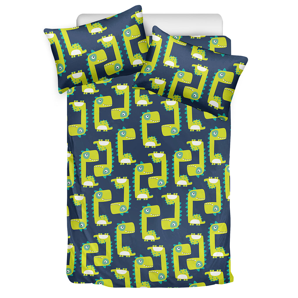 Little Green Dinosaur Pattern Print Duvet Cover Bedding Set