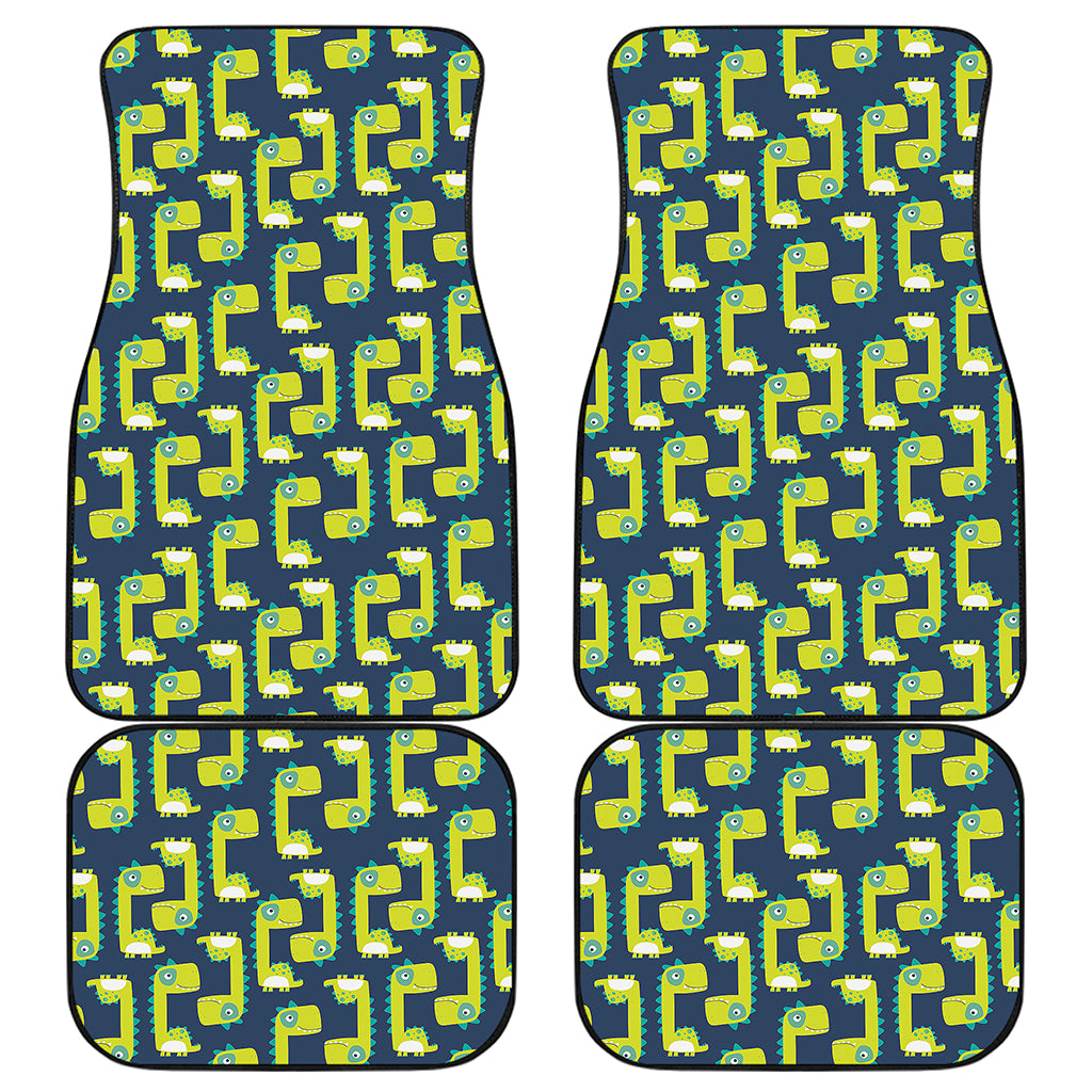 Little Green Dinosaur Pattern Print Front and Back Car Floor Mats