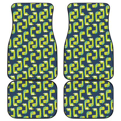 Little Green Dinosaur Pattern Print Front and Back Car Floor Mats