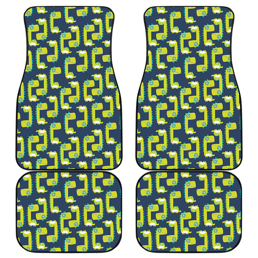 Little Green Dinosaur Pattern Print Front and Back Car Floor Mats