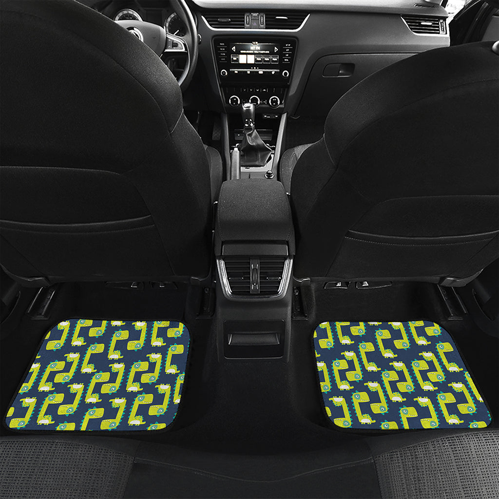 Little Green Dinosaur Pattern Print Front and Back Car Floor Mats