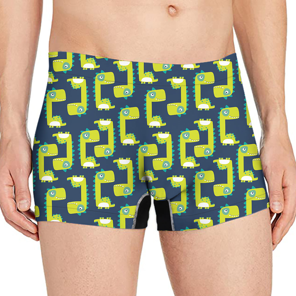 Little Green Dinosaur Pattern Print Men's Boxer Briefs