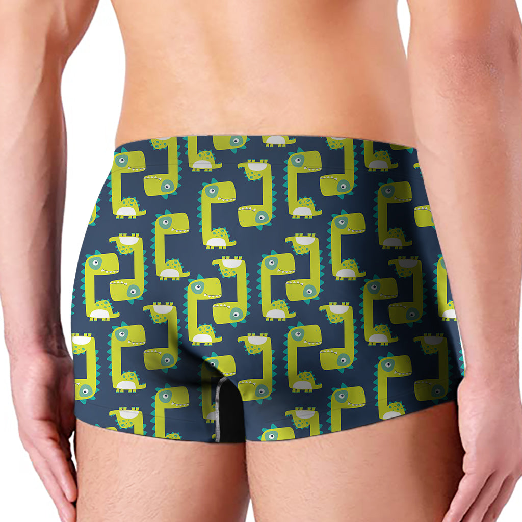 Little Green Dinosaur Pattern Print Men's Boxer Briefs