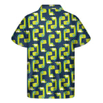 Little Green Dinosaur Pattern Print Men's Short Sleeve Shirt