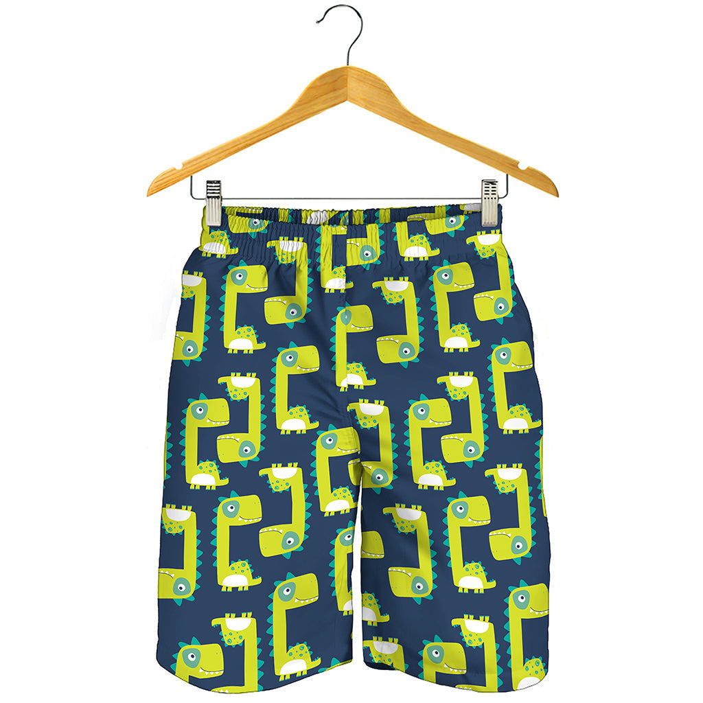 Little Green Dinosaur Pattern Print Men's Shorts
