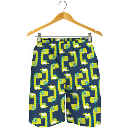 Little Green Dinosaur Pattern Print Men's Shorts
