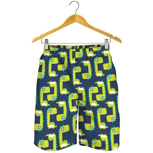 Little Green Dinosaur Pattern Print Men's Shorts