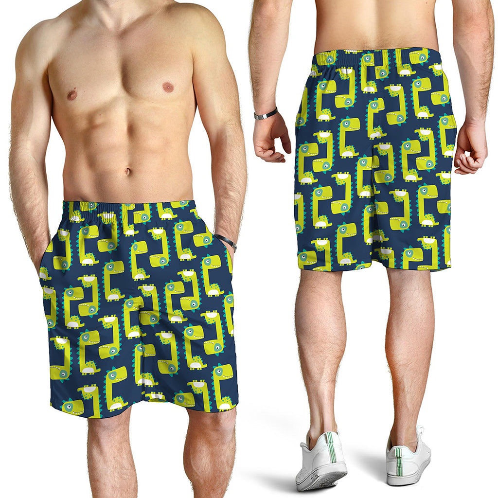 Little Green Dinosaur Pattern Print Men's Shorts