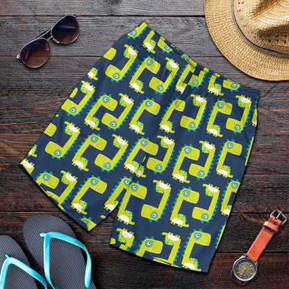 Little Green Dinosaur Pattern Print Men's Shorts