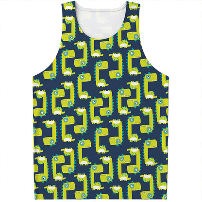 Little Green Dinosaur Pattern Print Men's Tank Top