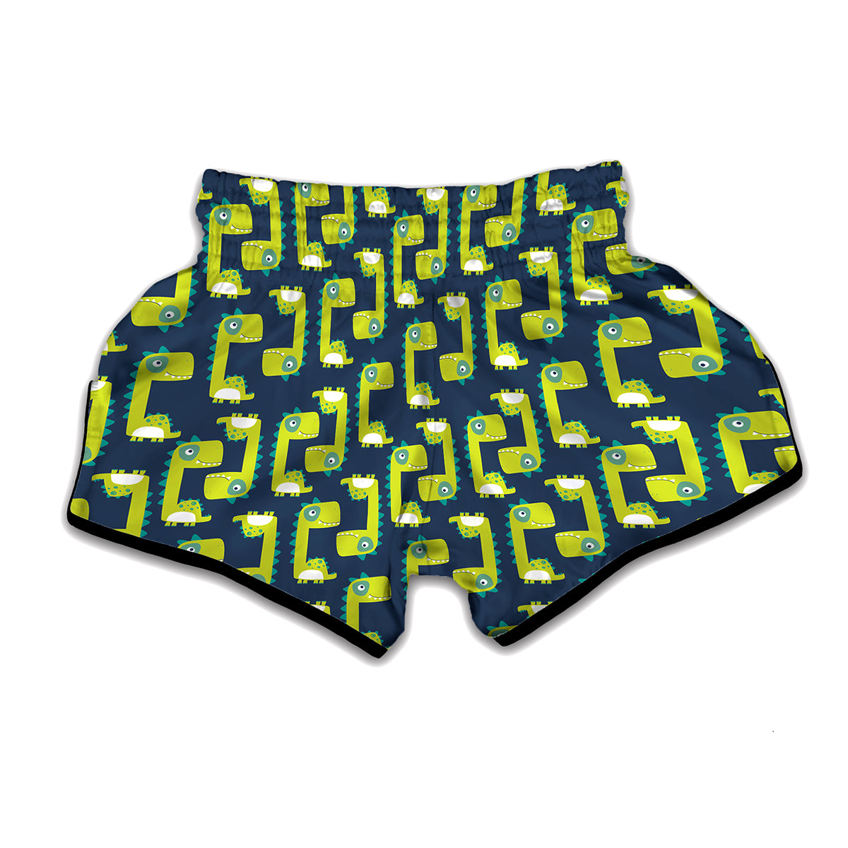 Little Green Dinosaur Pattern Print Muay Thai Boxing Shorts